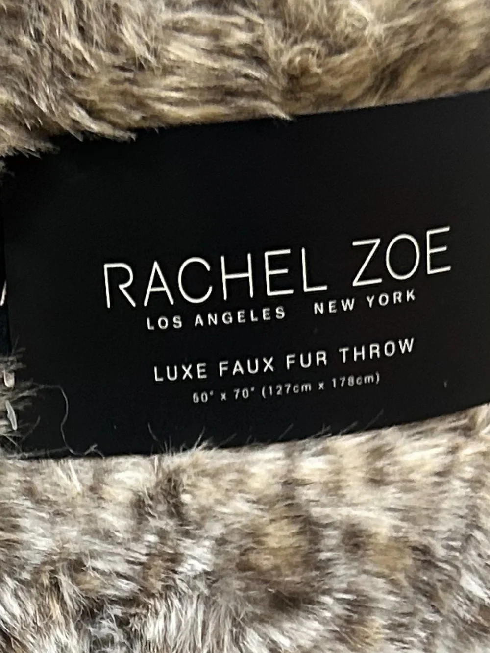 Rachel Zoe Luxe Animal Print Faux Fur Throw 50”x70”